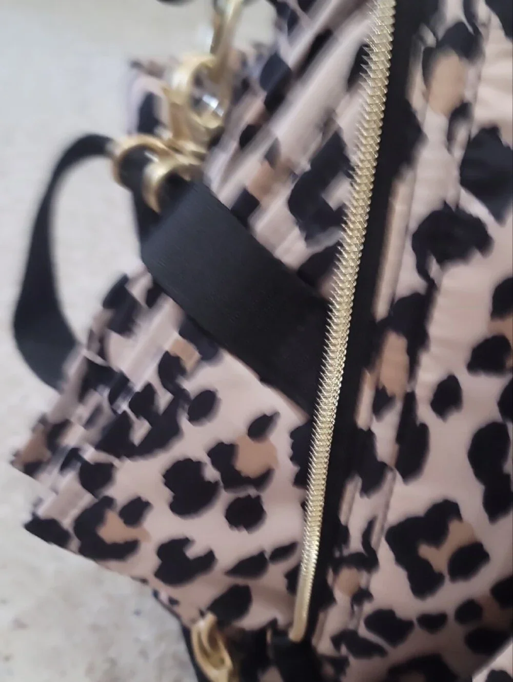 Itzy Ritzy Beige & Black Leopard Quilted Tote with Detachable Strap